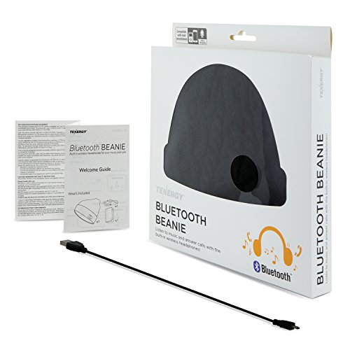Black Fleece-Lined Bluetooth Beanie with Detachable Speakers & Mic