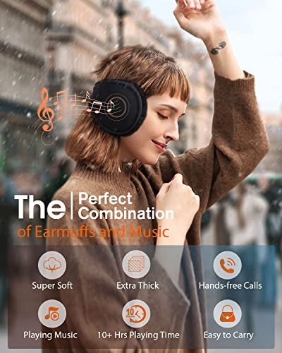 Wireless Bluetooth Ear Muffs with Built-in Speakers & Microphone