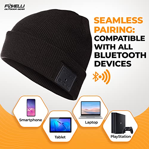 Foxelli Bluetooth Beanie - Wireless Headphones for Men & Women