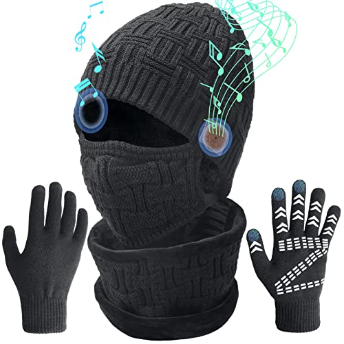 Bluetooth Beanie Hat Set with Speaker Headphones & Gloves