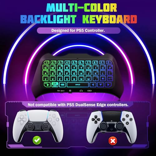 RGB Backlight Wireless Keyboard for PS5 Controller