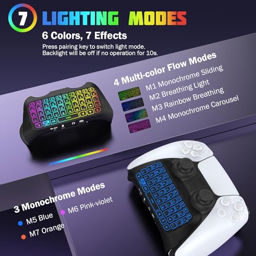 RGB Backlight Wireless Keyboard for PS5 Controller