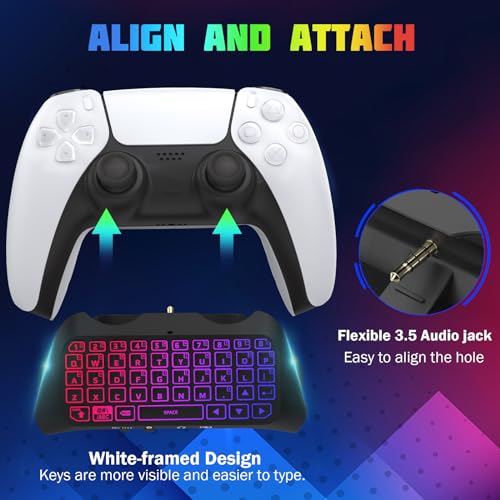 RGB Backlight Wireless Keyboard for PS5 Controller