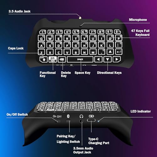 RGB Backlight Wireless Keyboard for PS5 Controller