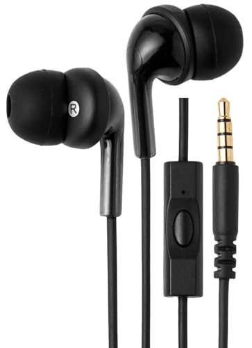 Amazon Basics Wired Earbuds with Microphone, Black
