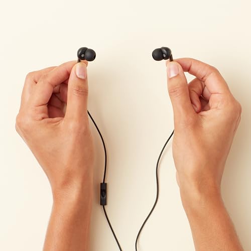 Amazon Basics Wired Earbuds with Microphone, Black