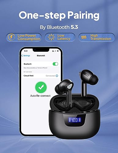 Bluetooth Wireless Earbuds with 50H Playback and Deep Bass