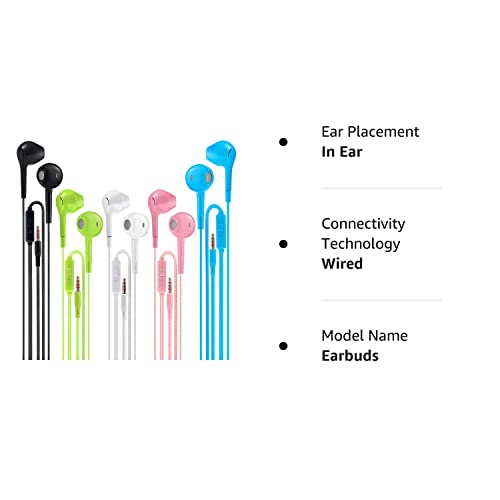 5-Pack Jogteg Earbuds with Mic - Powerful Stereo Bass