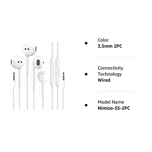 Apple MFi Certified 2 Pack Wired Earbuds
