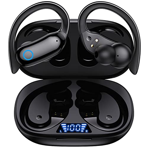 GNMN Wireless Bluetooth Over-Ear Earbuds for Sports/Gym, Black