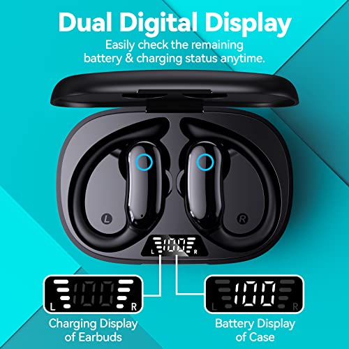 GNMN Wireless Bluetooth Over-Ear Earbuds for Sports/Gym, Black