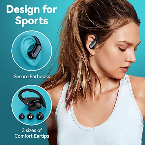 GNMN Wireless Bluetooth Over-Ear Earbuds for Sports/Gym, Black
