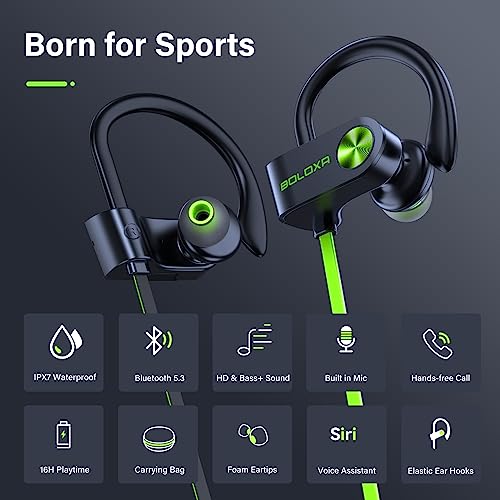 BOLOXA Bluetooth Headphones: Waterproof, Long Battery, and Secure Fit