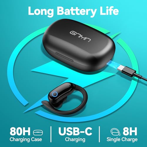 GNMN Wireless Bluetooth Over-Ear Earbuds for Sports/Gym, Black
