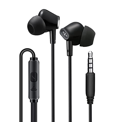 Aylaa Wired Earbuds Headphones Microphone Stereo Bass Black