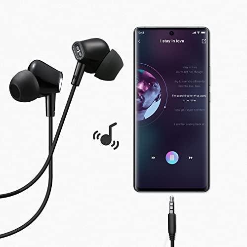Aylaa Wired Earbuds Headphones Microphone Stereo Bass Black