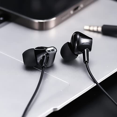 Aylaa Wired Earbuds Headphones Microphone Stereo Bass Black