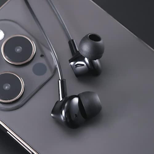 Aylaa Wired Earbuds Headphones Microphone Stereo Bass Black