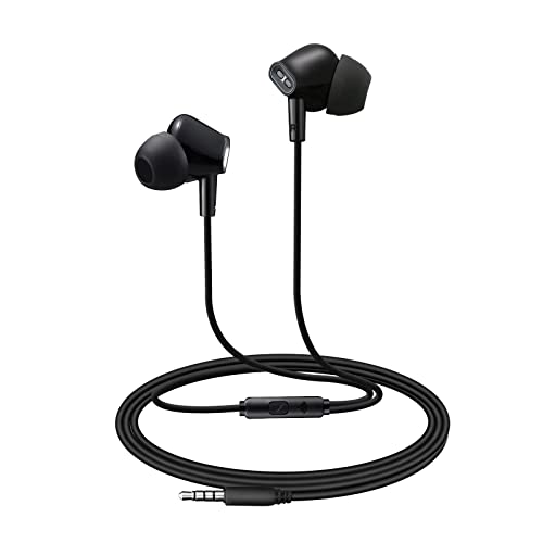 Aylaa Wired Earbuds Headphones Microphone Stereo Bass Black