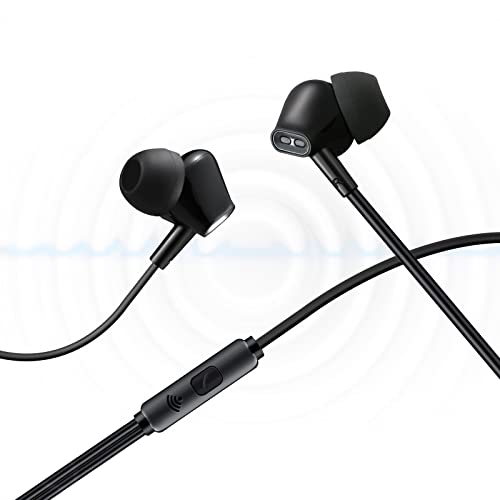 Aylaa Wired Earbuds Headphones Microphone Stereo Bass Black