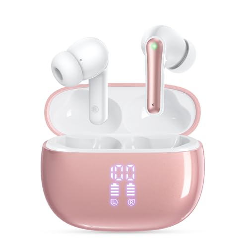 Pink Wireless Earbuds Bluetooth Headphones 40H Playtime