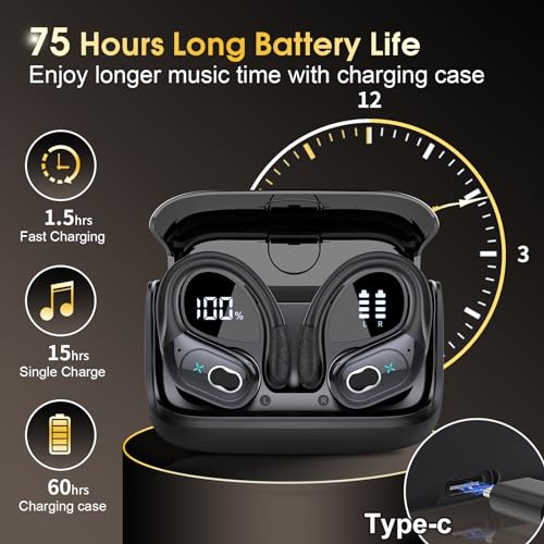 Sporty Wireless Earbuds with Deep Bass and Noise Cancelling