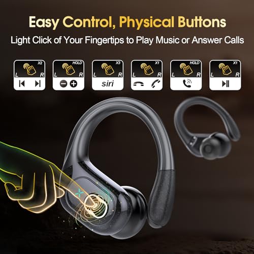 Sporty Wireless Earbuds with Deep Bass and Noise Cancelling