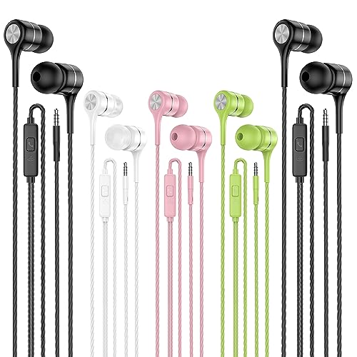 5-Pack LWZCAM Wired Earbuds with Mic, Bass Headphones