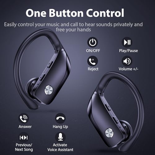 Wireless LED Display Earbuds with Mic for Workout
