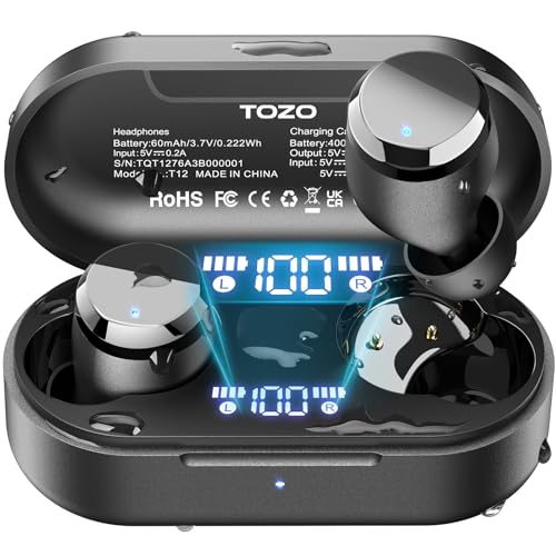 TOZO T12 Wireless Earbuds with ENC Mic, IPX8