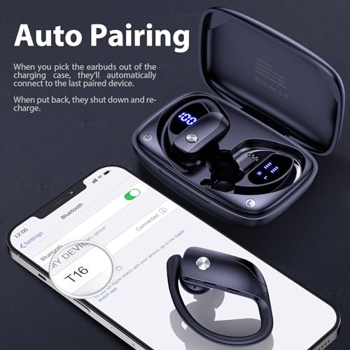 Wireless LED Display Earbuds with Mic for Workout