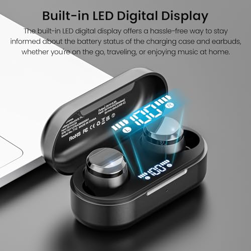 TOZO T12 Wireless Earbuds with ENC Mic, IPX8