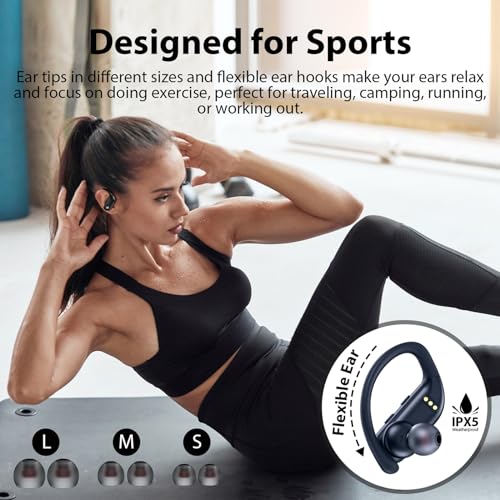 Wireless LED Display Earbuds with Mic for Workout