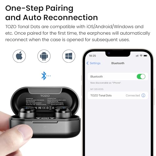 TOZO T12 Wireless Earbuds with ENC Mic, IPX8