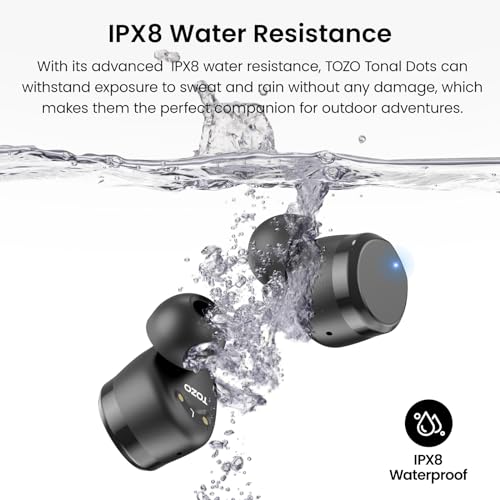TOZO T12 Wireless Earbuds with ENC Mic, IPX8