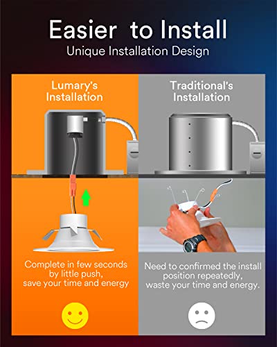 iLintek Lumary Smart LED Can Lights 5/6 Inch, 2.4 GHz WiFi Retrofit RGB Color Changing Recessed Lighting, 13W 1100LM Metal Baffle Trim Downlight, Work with Alexa/Google Assistant/Siri 4 Pcs