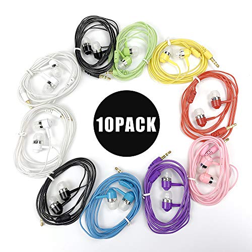 Bulk pack of 10 colorful earphones for multiple devices