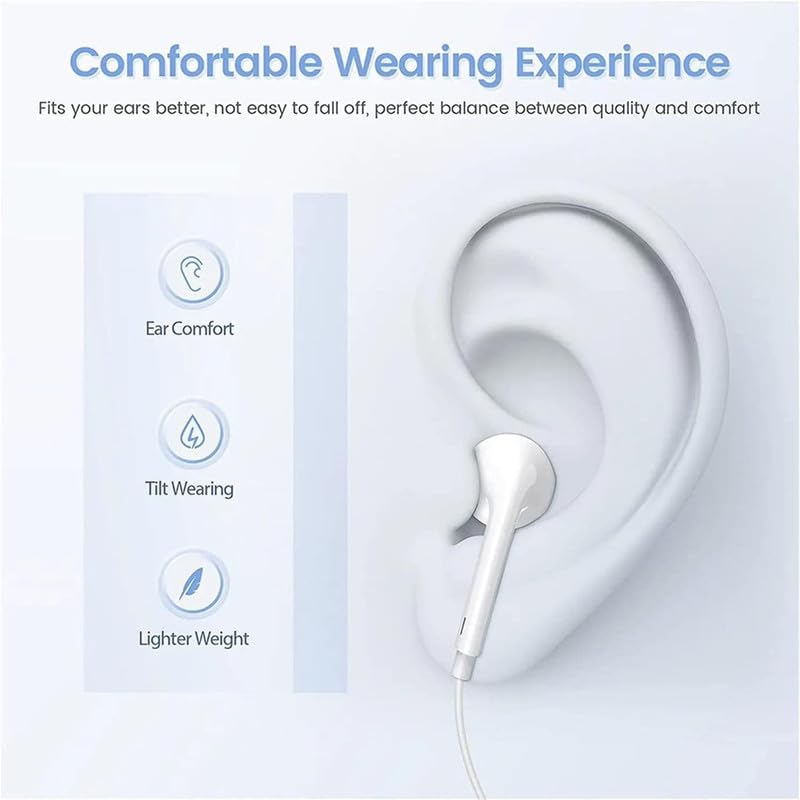 Apple MFi Certified Wired Earbuds with Mic & Volume Control for iPhone