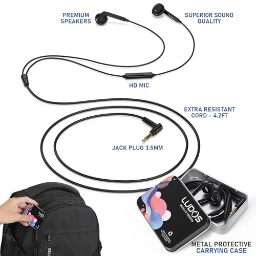 LUDOS FEROX Wired Earbuds with Microphone and Noise Isolation