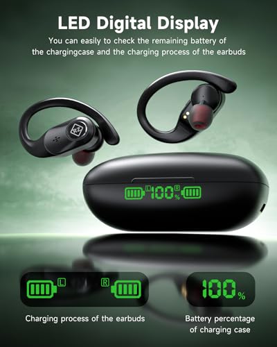 Wireless Bluetooth Earbuds with LED Charging Case, Waterproof