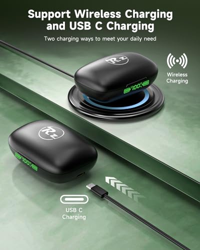 Wireless Bluetooth Earbuds with LED Charging Case, Waterproof