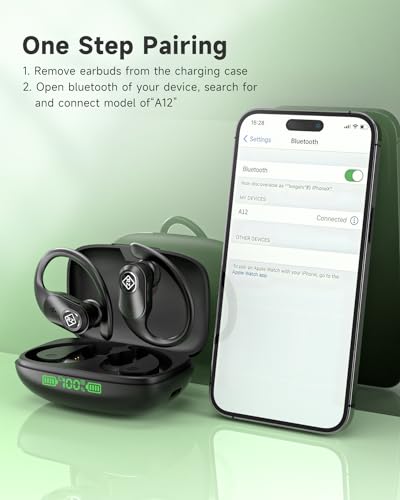 Wireless Bluetooth Earbuds with LED Charging Case, Waterproof