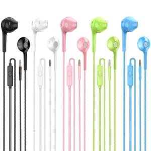 5-Pack Jogteg Earbuds with Mic - Powerful Stereo Bass
