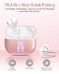 Pink Wireless Earbuds Bluetooth Headphones 40H Playtime