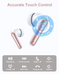 Pink Wireless Earbuds Bluetooth Headphones 40H Playtime