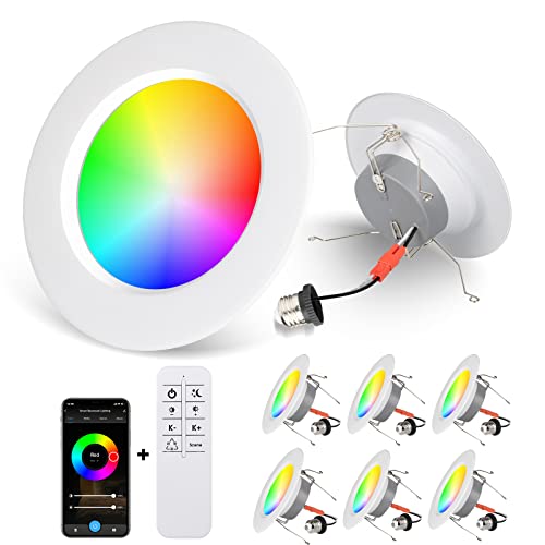 WiFi Controlled Smart LED Recessed Lights (6 pack)