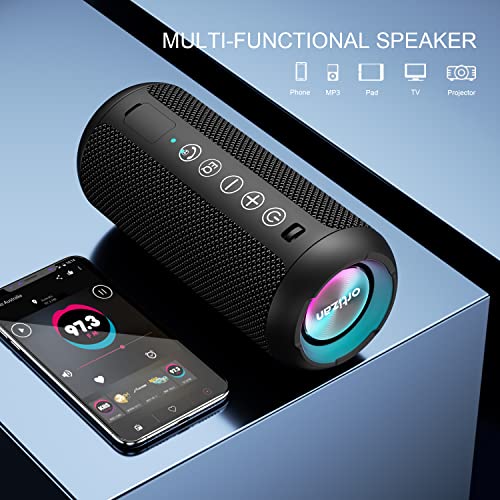 Ortizan Portable Bluetooth Speakers, IPX7 Waterproof Wireless Speaker with 24W Loud Stereo Sound, Outdoor Speaker with Bluetooth 5.0, Deep Bass, RGB Lights, Dual Pairing, 30H Playtime for Home, Party