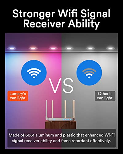 Lumary Smart LED Can Lights 5/6 Inch, Smart Recessed Lighting RGB Color Changing, Recessed Light Fixtures 13W 1100LM Work with Alexa/Google Assistant/SmartThings 4 Pack