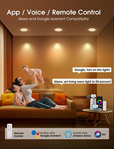 WiFi Controlled Smart LED Recessed Lights (6 pack)