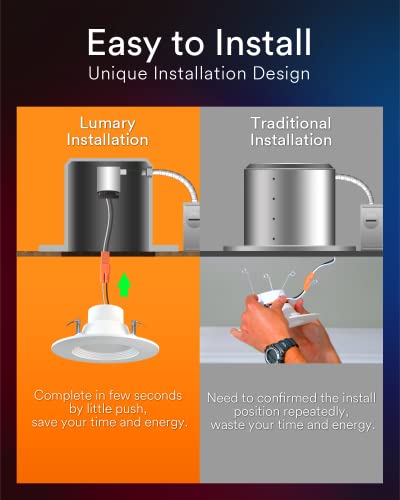 Lumary Smart LED Can Lights 5/6 Inch, Smart Recessed Lighting RGB Color Changing, Recessed Light Fixtures 13W 1100LM Work with Alexa/Google Assistant/SmartThings 4 Pack